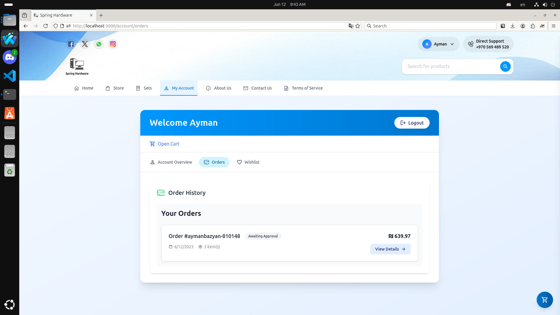User Order History