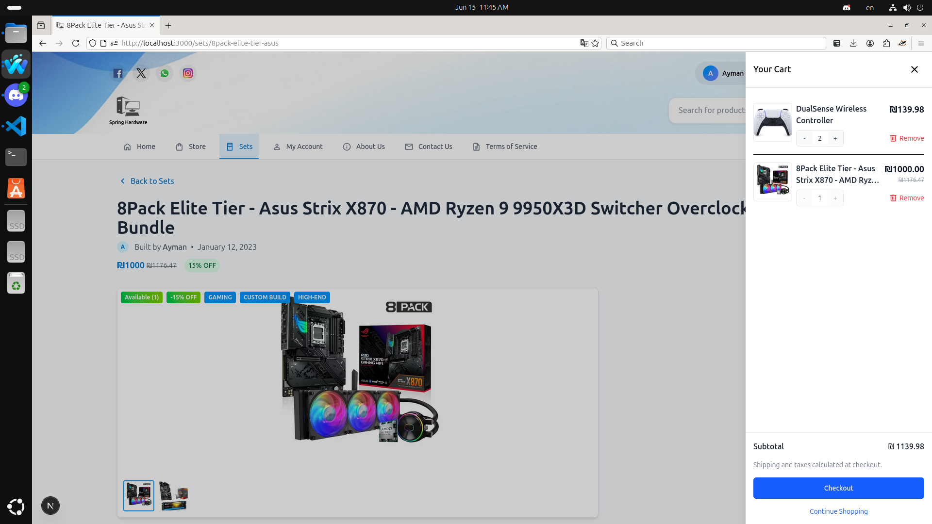 Shopping Cart Sidebar