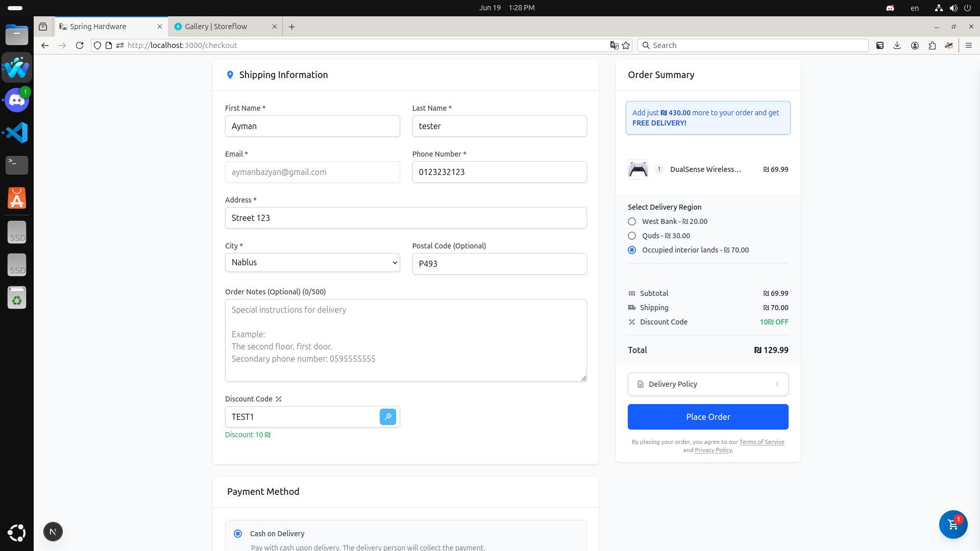 Checkout Page