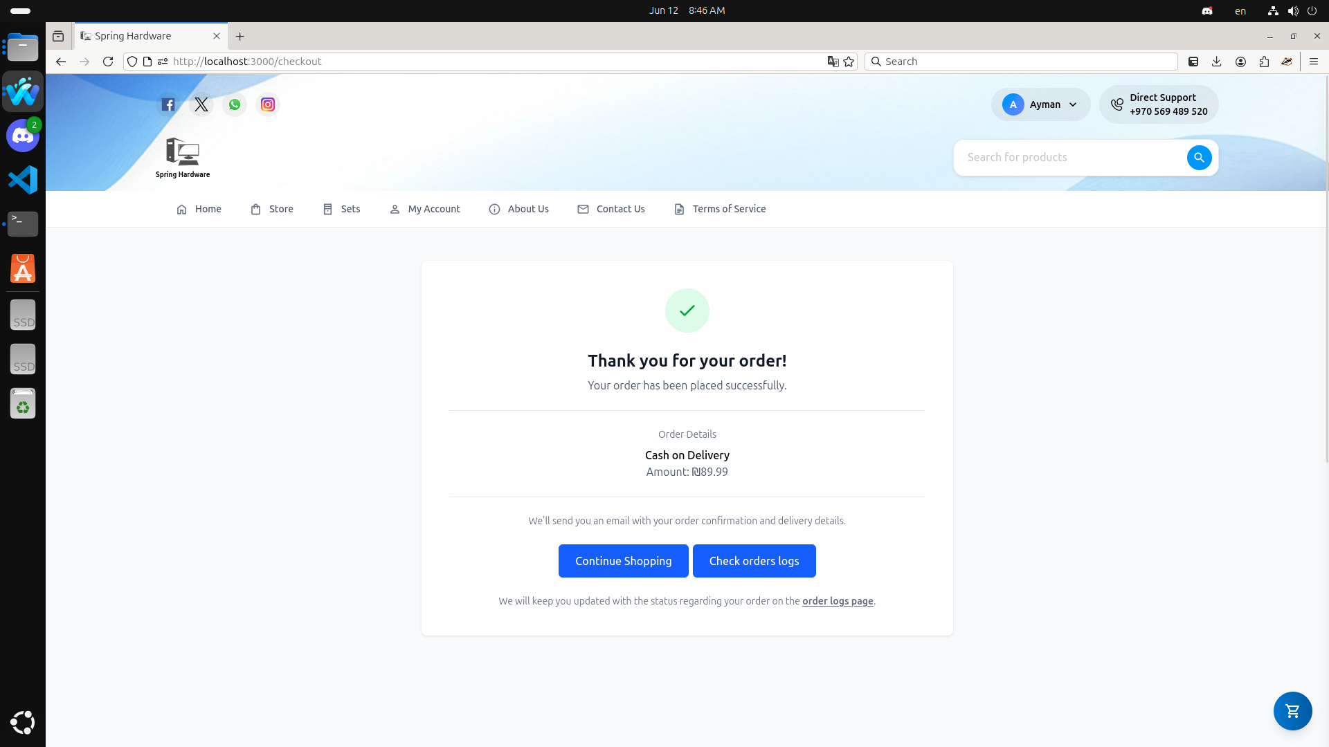 Order Success Page