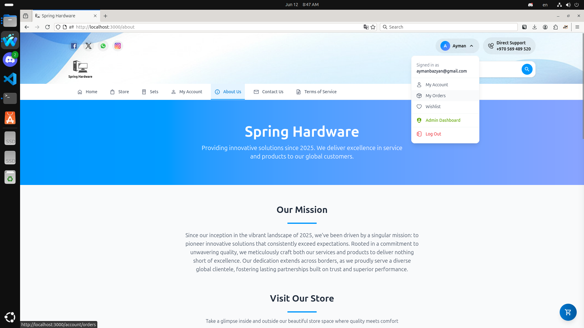 User Menu with Admin Link