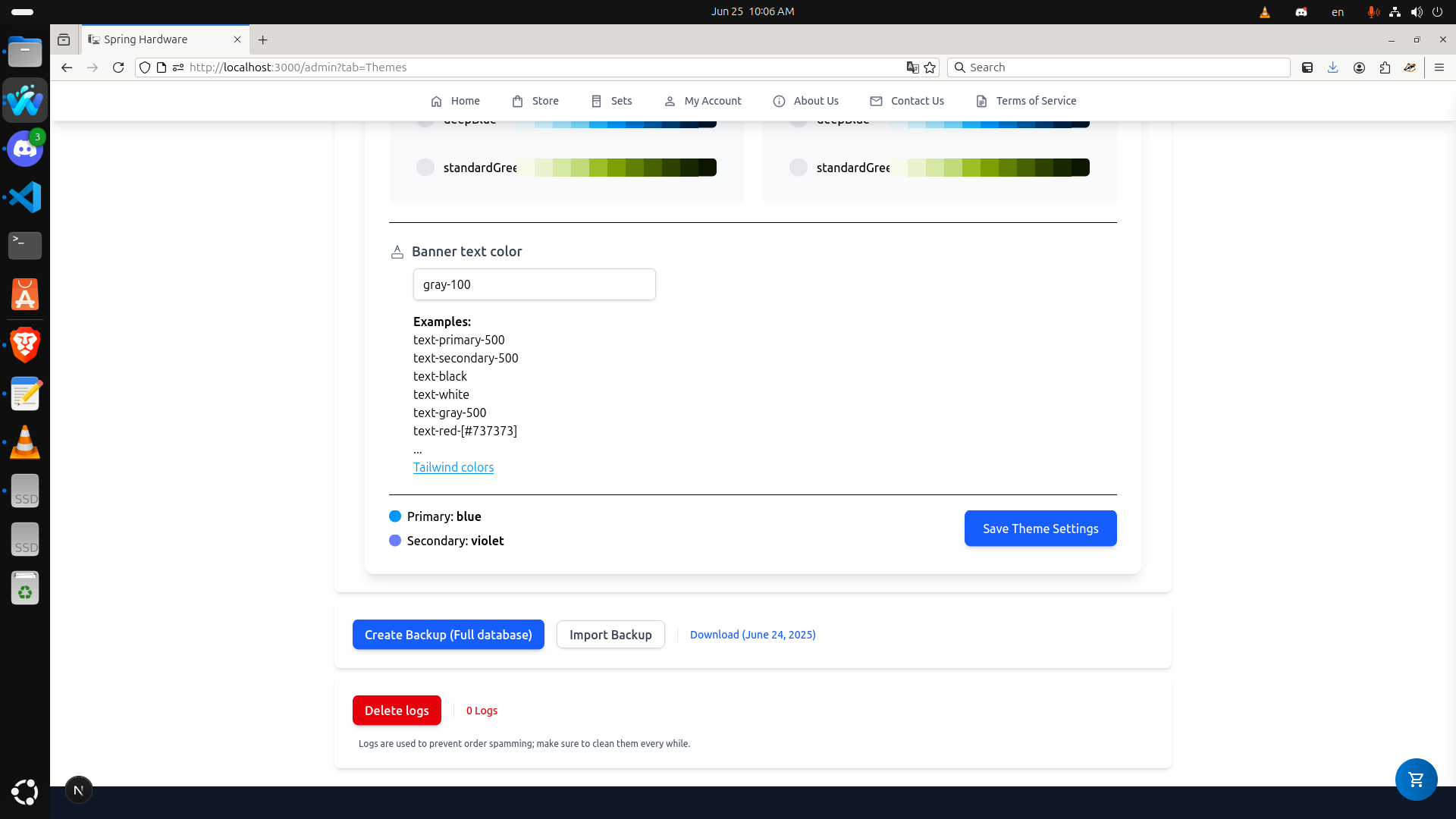 Admin: Theme Color Selection