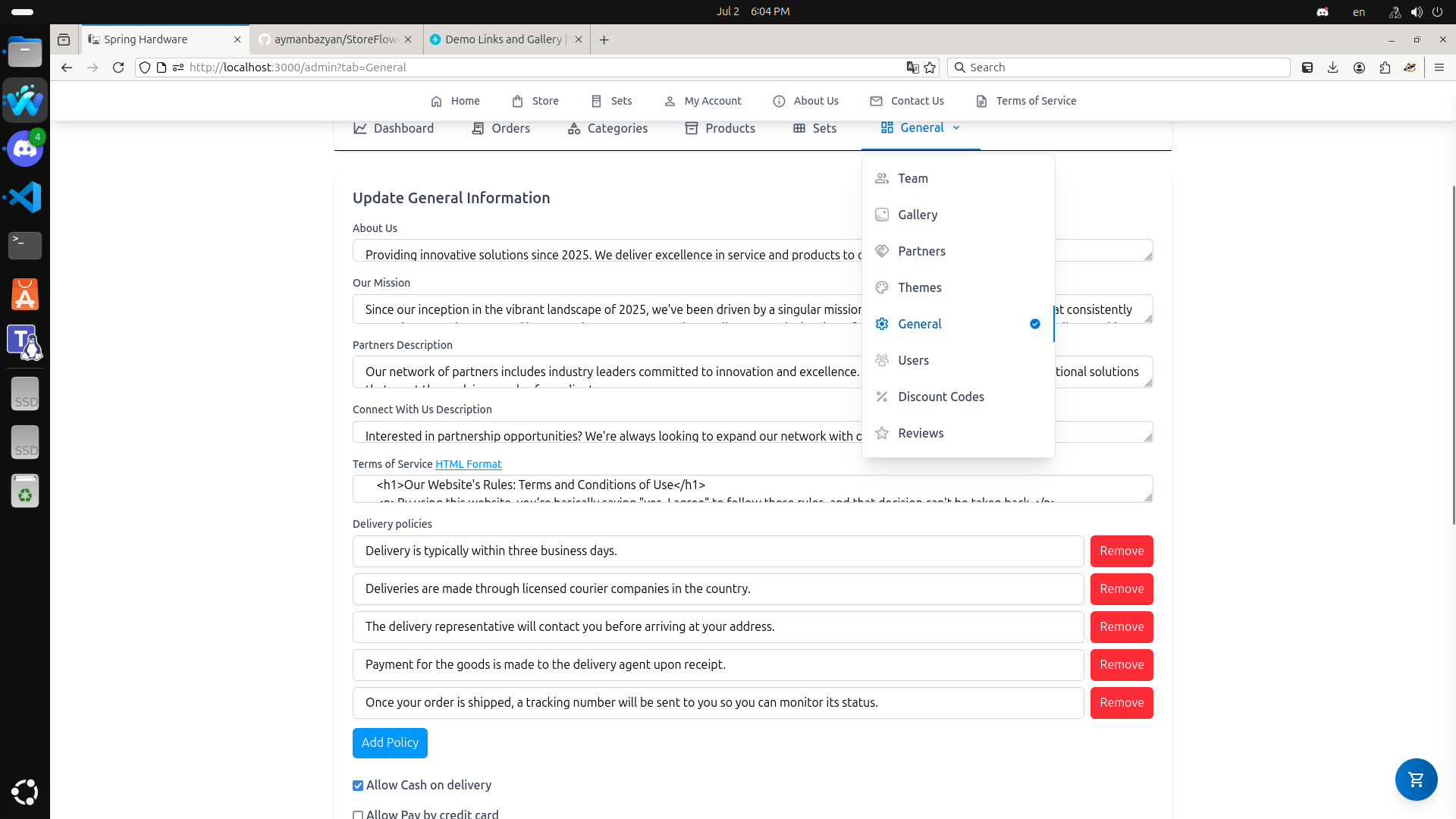 Admin: General Settings