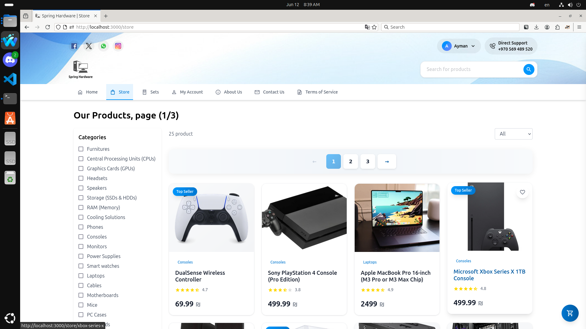 Store Page with Filters