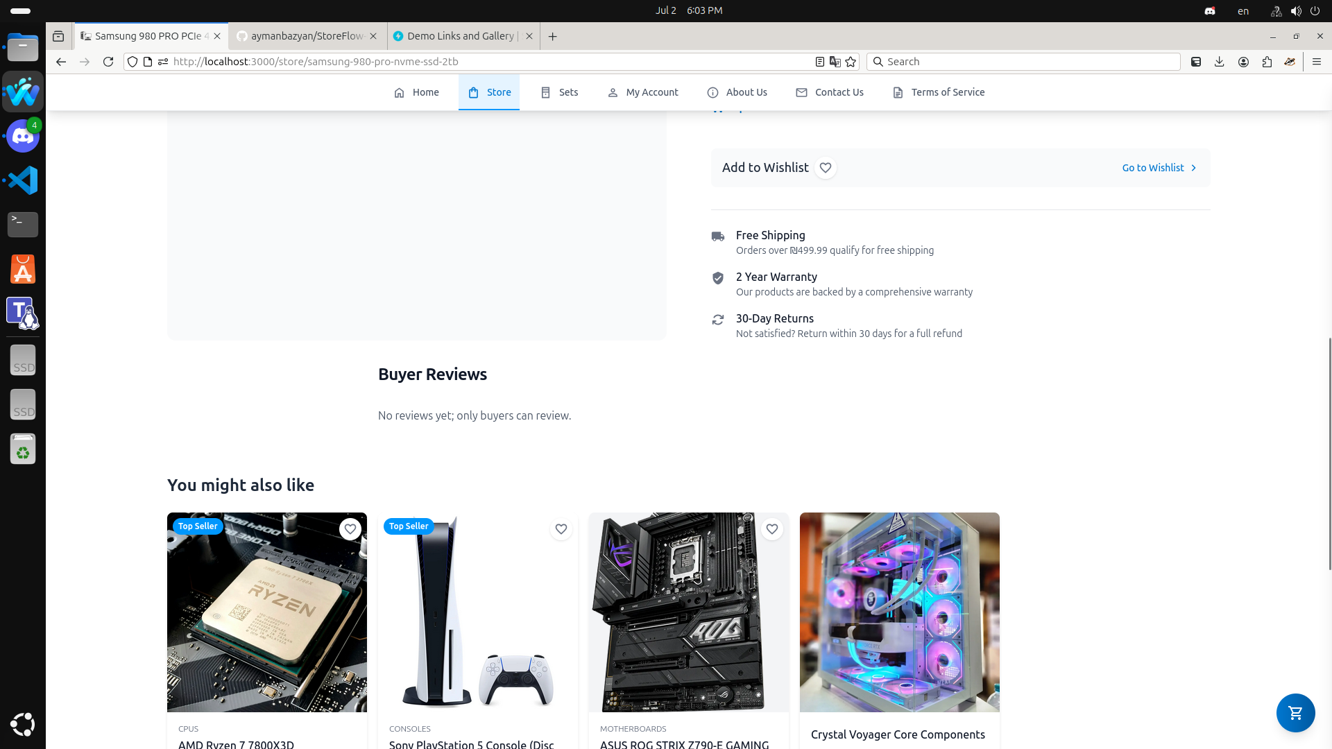 Product Page Recommendations